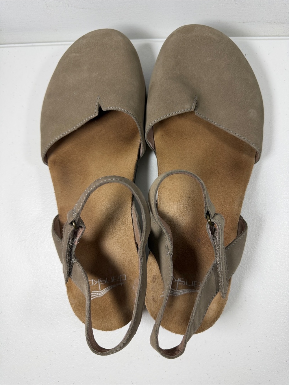 Dansko Rowan Sandals Taupe Milled Nubuck Leather Slingback Shoes EU 40 US 9.5-10